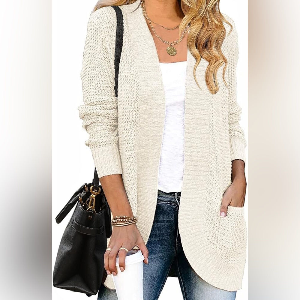 ZESICA Long Sleeve Open Front Casual Lightweight Soft Knit Cardigan Sweater